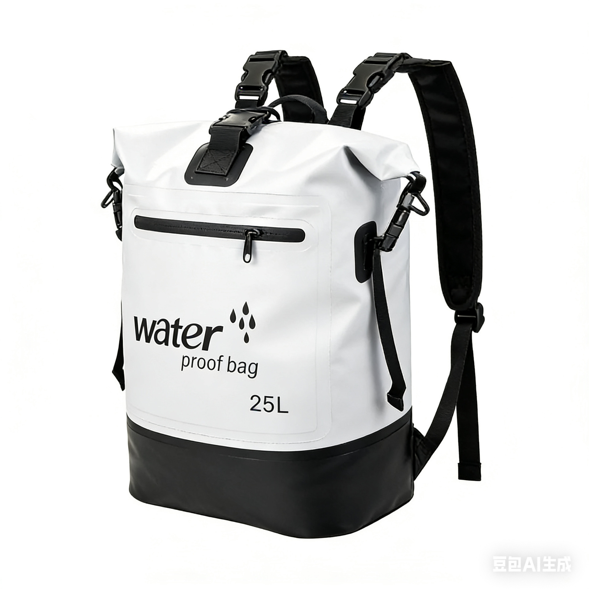 Outdoor waterproof backpack 25L large capacity rafting backpack PVC waterproof bucket bag for hiking, mountain climbing, and river trekking