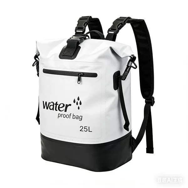 Outdoor waterproof backpack 25L large capacity rafting backpack PVC waterproof bucket bag for hiking, mountain climbing, and river trekking