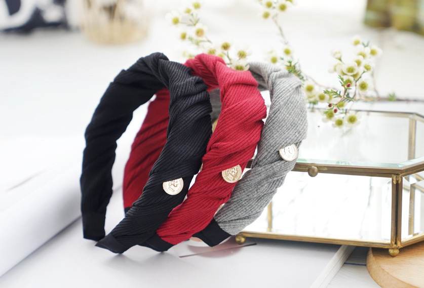 Korean Fabric Woolen Knitting Fold Headband display picture 1