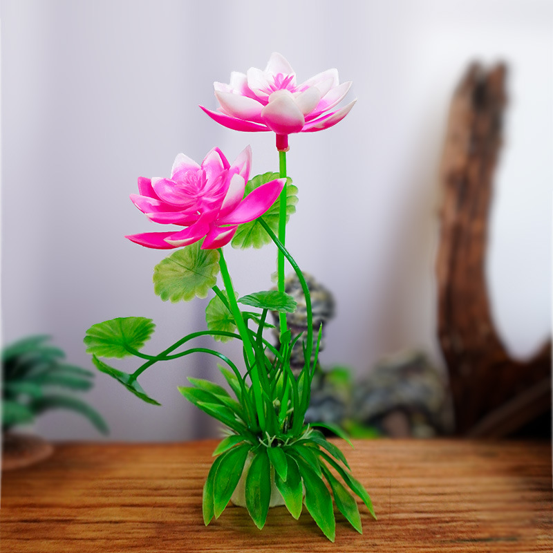 Paisaje de piscina de flores falsas, decoración de paisajismo de flores artificiales de loto, sensación de loto de pegamento, decoración de paisajismo de hojas de loto de loto
