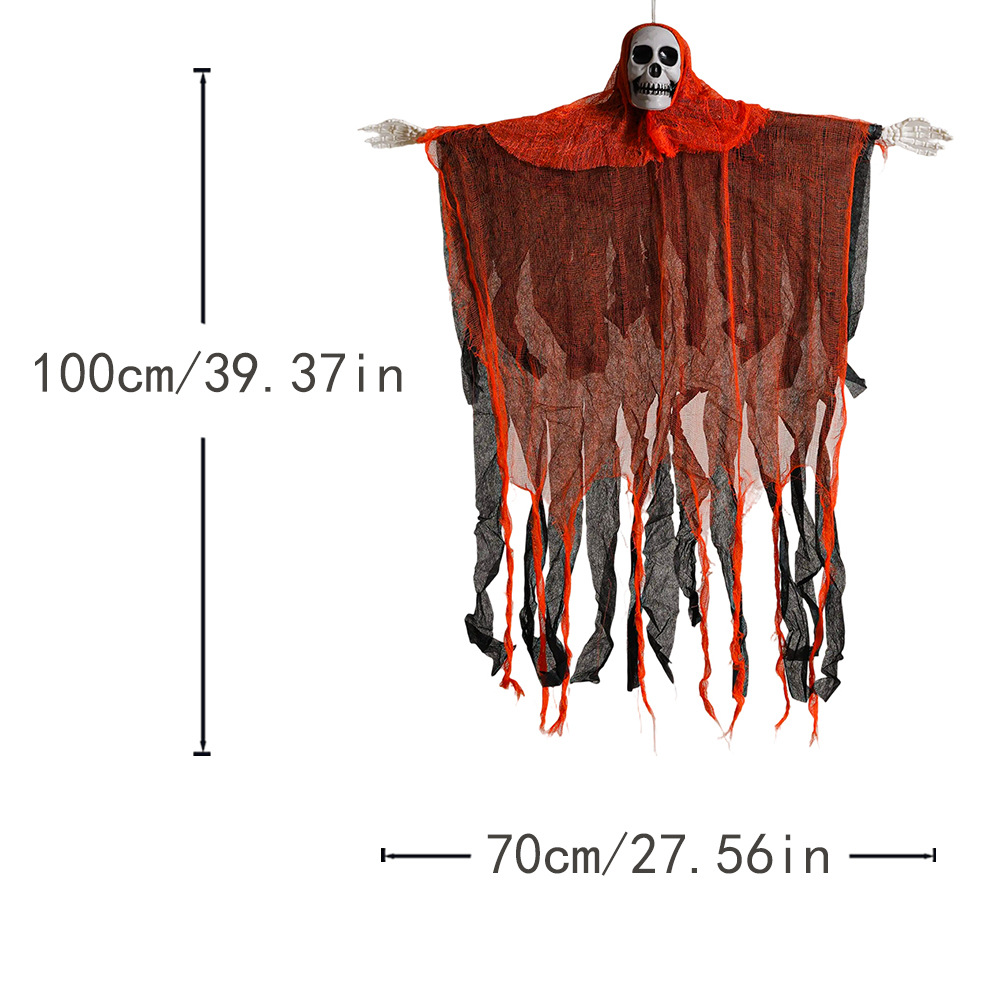 Decoración de Halloween, gasa de calavera, habitación fantasma colgante, casa embrujada, ambiente de fiesta, accesorios, fantasma colgante de calavera de terror