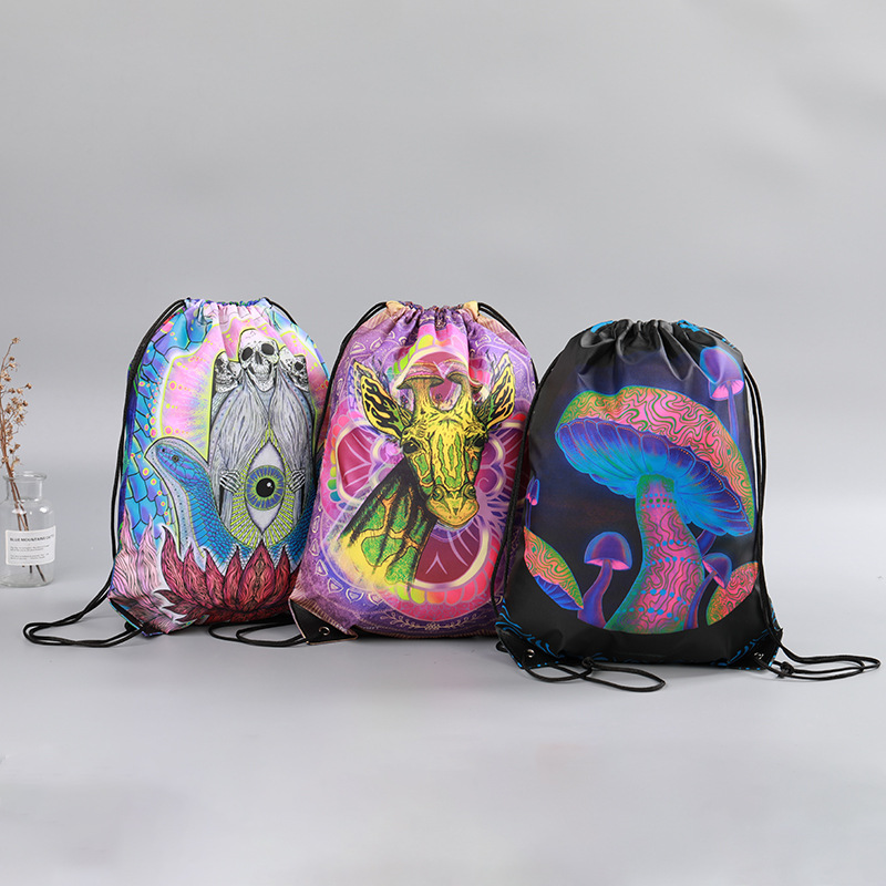 Mochila publicidad impresión bolso de almacenamiento con cordón bolsillo con cordón de poliéster personalizado bolso con cordón deportivo personalizado