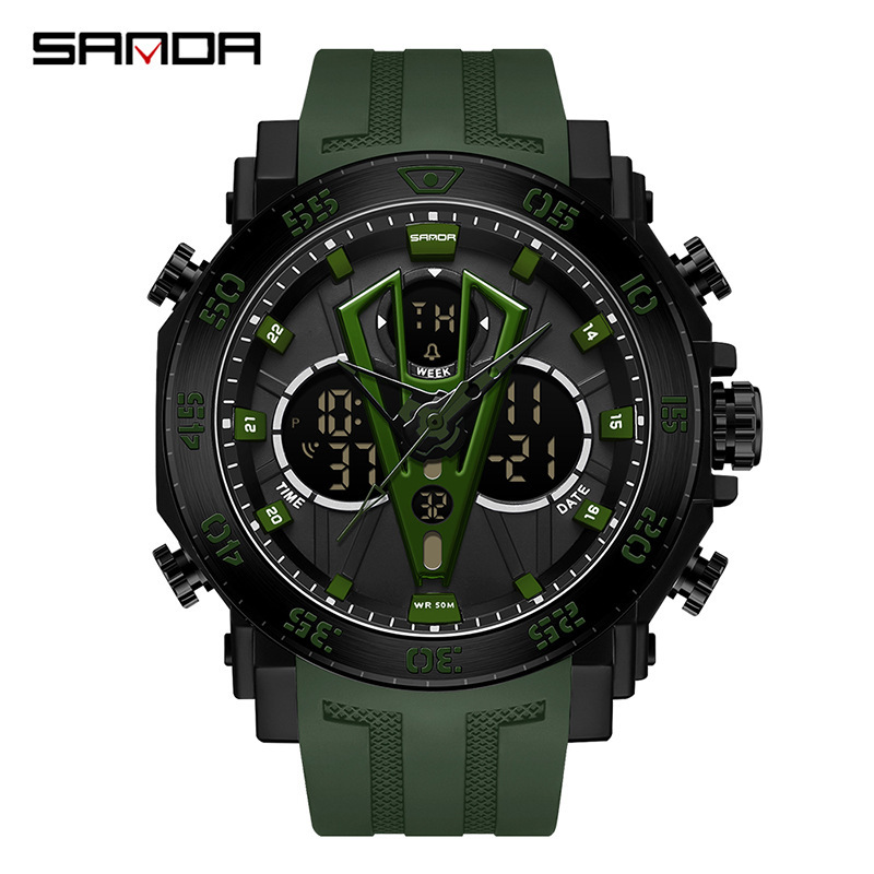 SANDA 6105 nueva venta caliente Moda juvenil reloj electrónico multifunción luminoso impermeable despertador