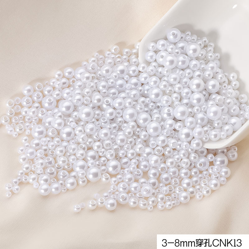 3-10mm blanco puro beige perforado ABS perla de plástico diy zapatos ropa ropa sombrero pendientes pulsera collar con cuentas
