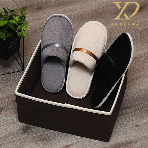 [Coral Velvet Slippers] Wholesale star hotel slippers thickened home B&B washable non-disposable slippers