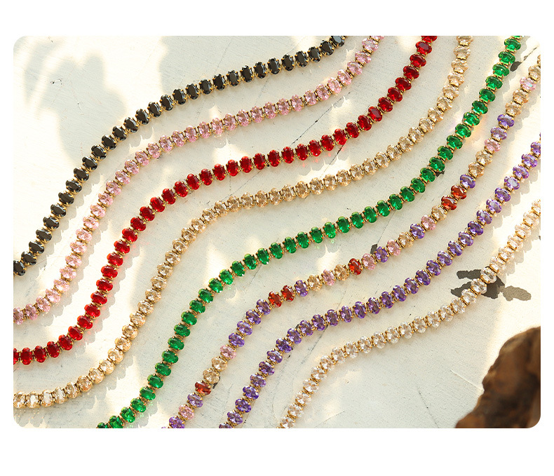 fashion simple colorful zircon titanium steel necklace bracelet
