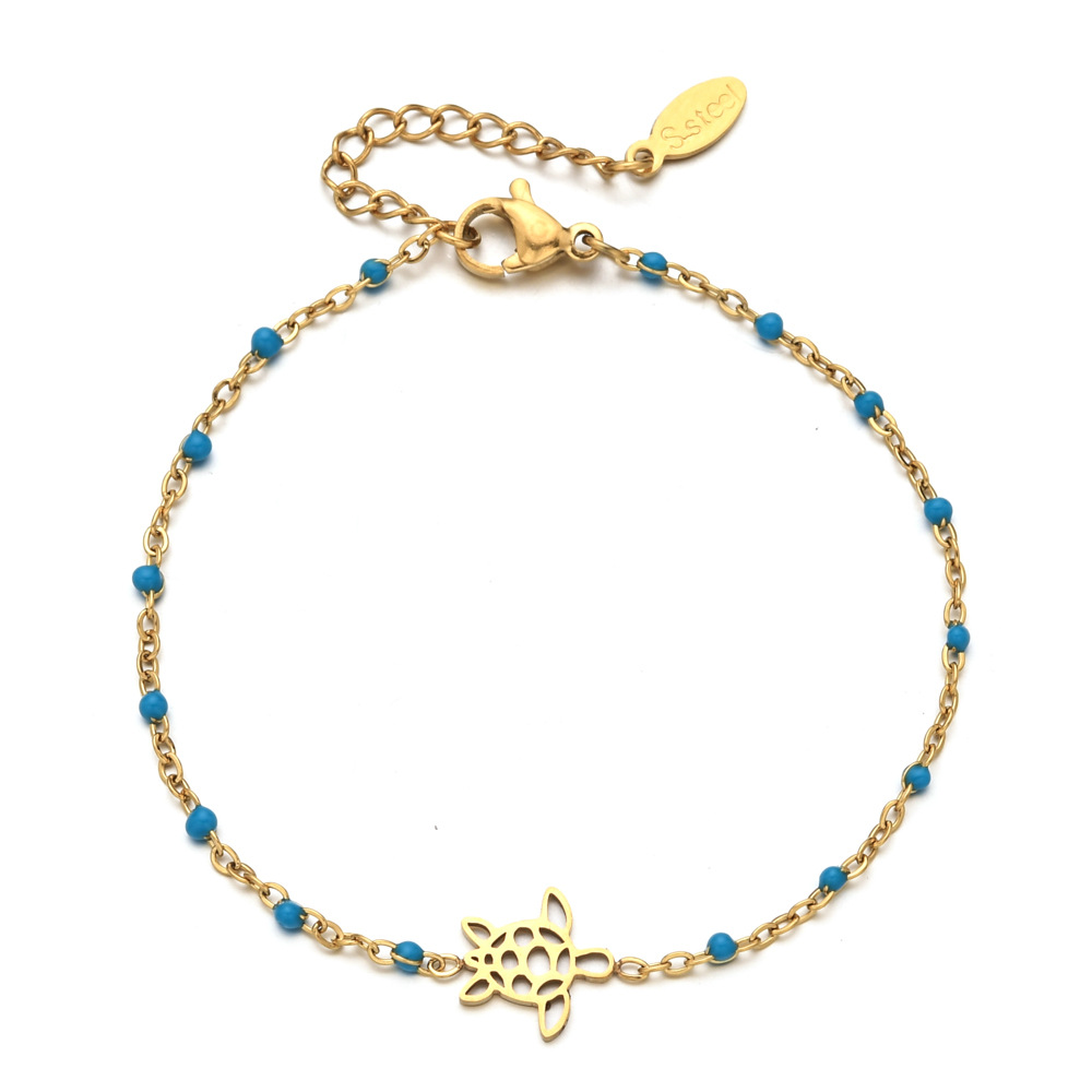 2g Weight Bracelets Classification 1 Piece Quantity Daily Occasion Stainless Steel Material Tortoise Pattern Women's Gender Plating Design Cute Style Cute Tortoise Stainless Steel Plating Bracelets 无