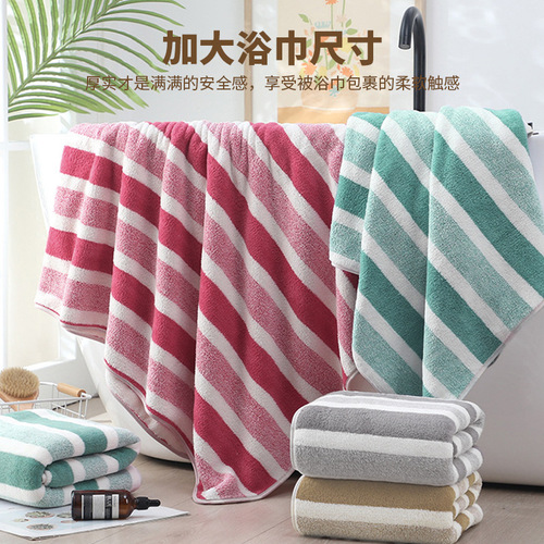 Cross-border coral velvet bath towel absorbs water and does not shed lint, bathing household adult wedding embroidered hair drying towel wholesale