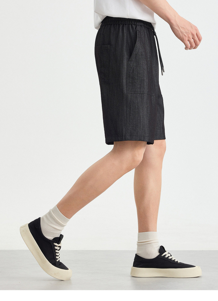Quần short nam kaki cạp chun dáng 5 phân phong cách hiện đại — đen chi tiết 14