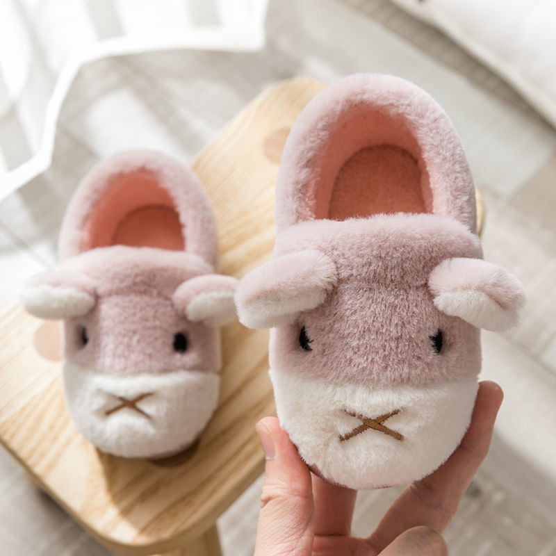Zapatillas de algodón para niños para interiores, bolsas de lana lindas, zapatillas de algodón para niños, niñas, zapatillas de invierno para bebés