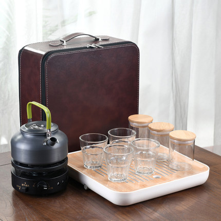 유리 세트 다크 브라운 가죽 멜라민 플레이트 보일러