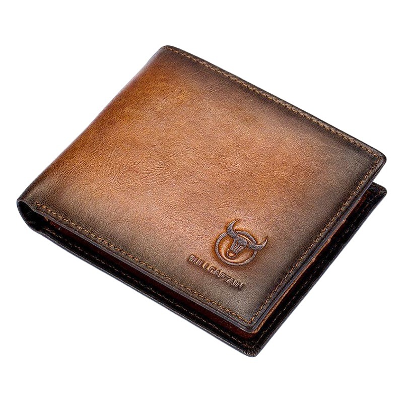 Capitán Niu Guangzhou Baiyun Cartera de fábrica de cuero para hombres cepillo antirrobo corto posición de tarjeta múltiple primera capa billetera de piel de vaca suave