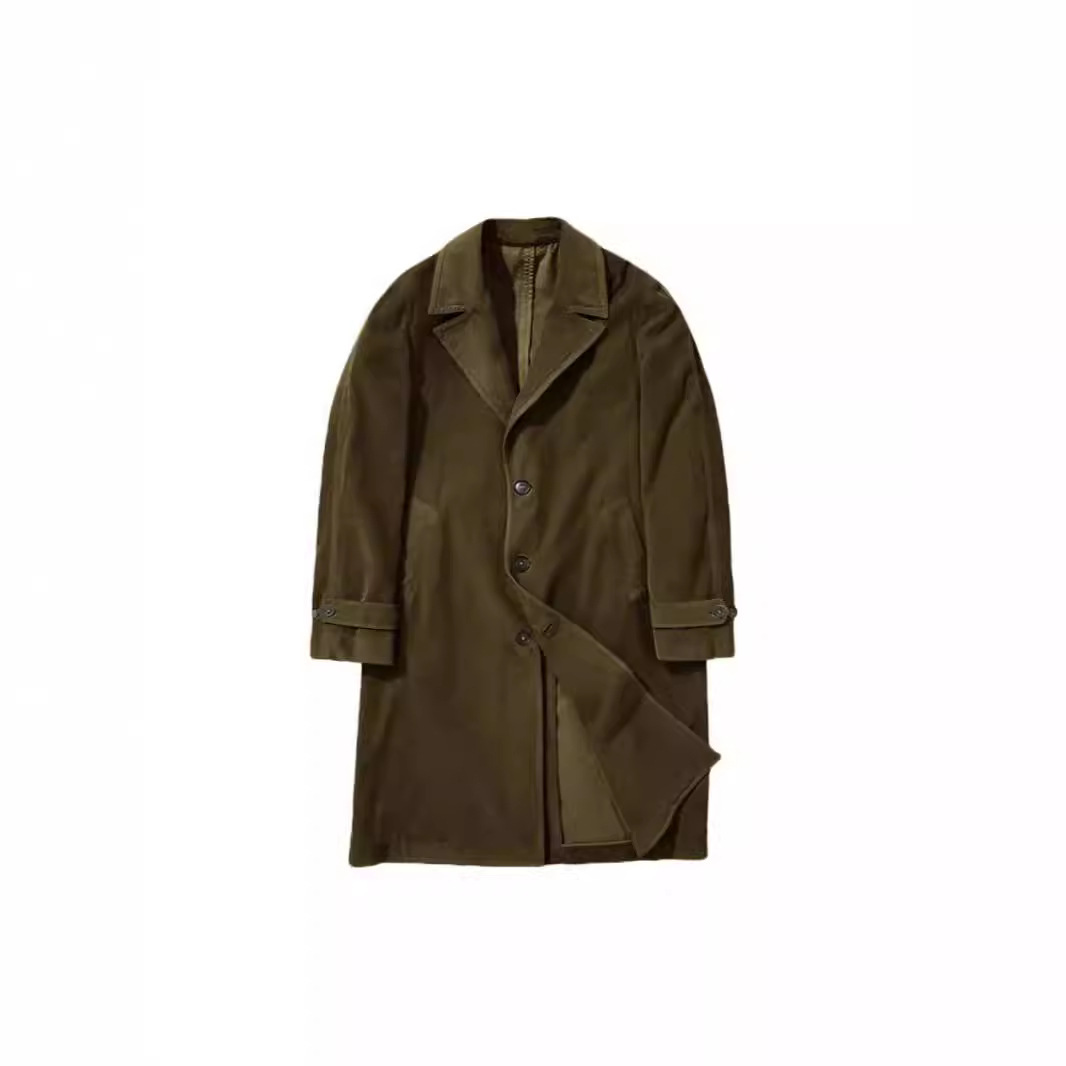 Lange einreihige Windjacke für Herren im britischen Stil für Frühling und Herbst_voghion.com