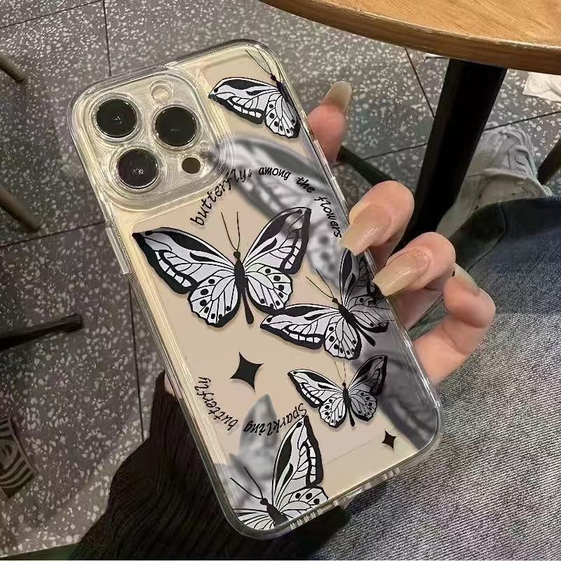 La mariposa estilo ins es adecuada para iPhone 16promax funda para teléfono móvil Apple 15 anti-caída 14pro Japón y Corea del Sur 13/12/11