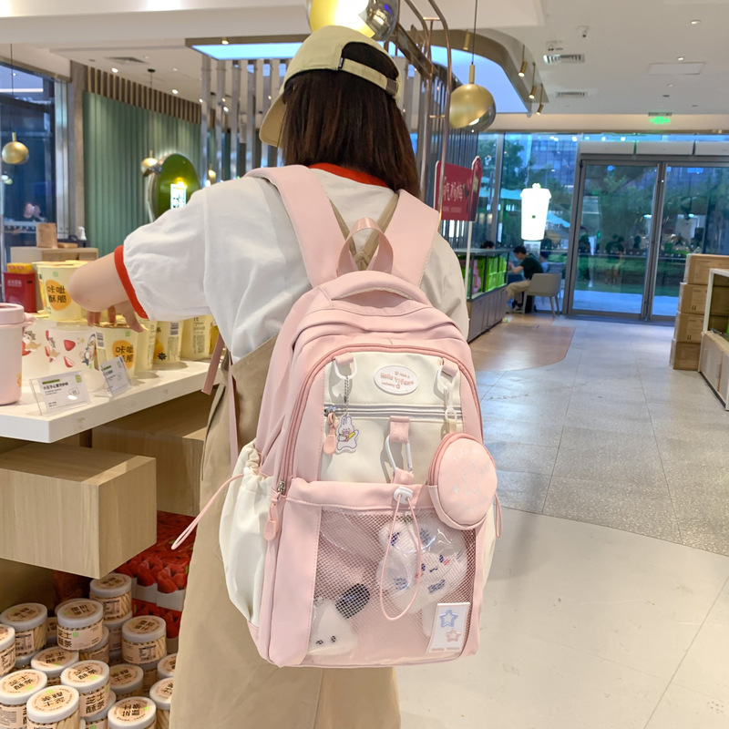 新商品の少女の可愛いリュックサックは色の韓国版の中学高校の学生のカバンinsの風の高い顔の値の大容量の背にぶつかります。|undefined