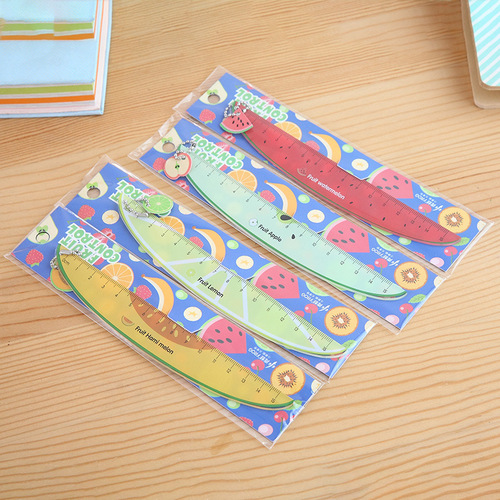 Wholesale ruler soft ruler pendant student creative cute cartoon set supplies wholesale stationery painting pen fruit