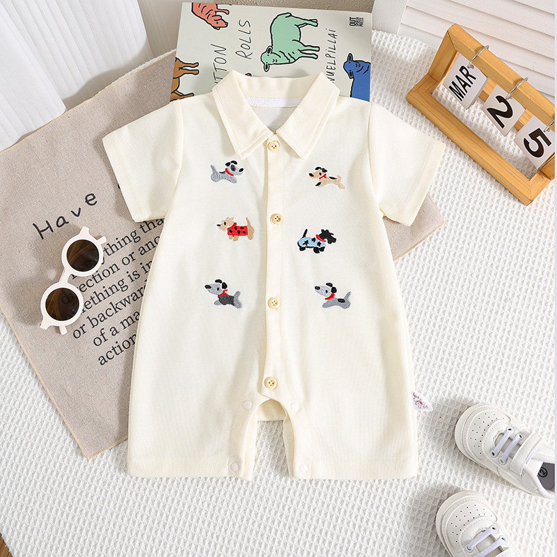 Children's summer thin overall, bodysuit, summer clothing for early age, with short sleeve