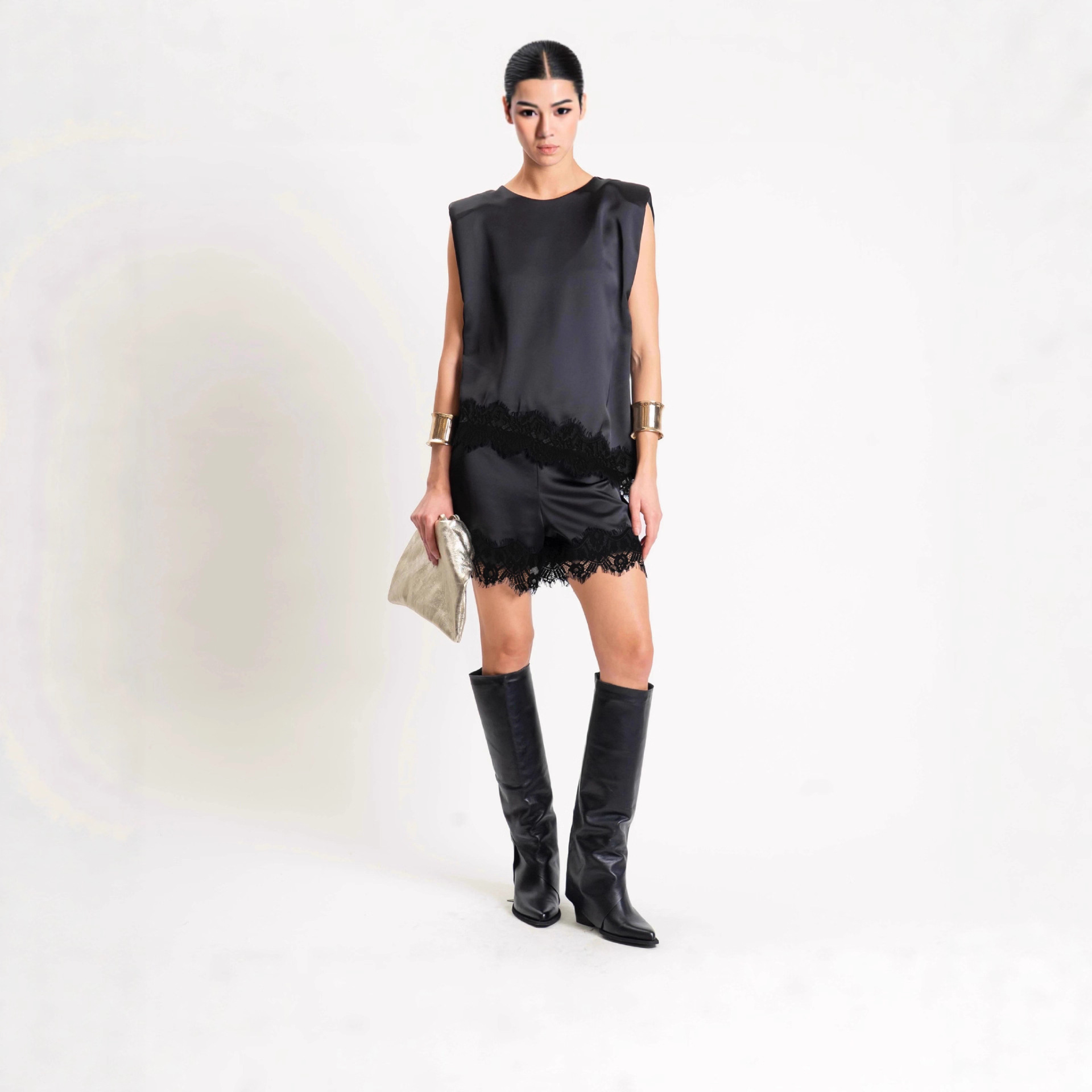 S32359 European and American Cross-Border Autum New Lace Wide-Leg Shorts Women's Design Elegant Fashion Casual Pants