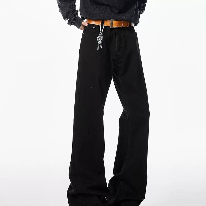 Черные демисезонные джинсы, брюки, oversize, свободный прямой крой