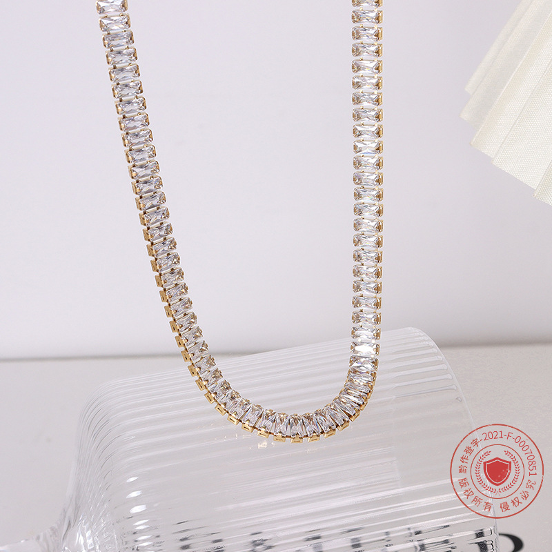 Marka francés ins estilo chocker simple estrellado ZIRCON Titanium acero luz lujo traje avanzado E285-P190