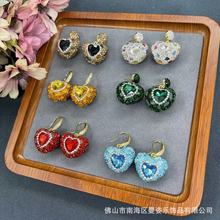 新款施华洛水晶爱心小耳环中古璀璨夺目锆石首饰上新小众珠宝饰品