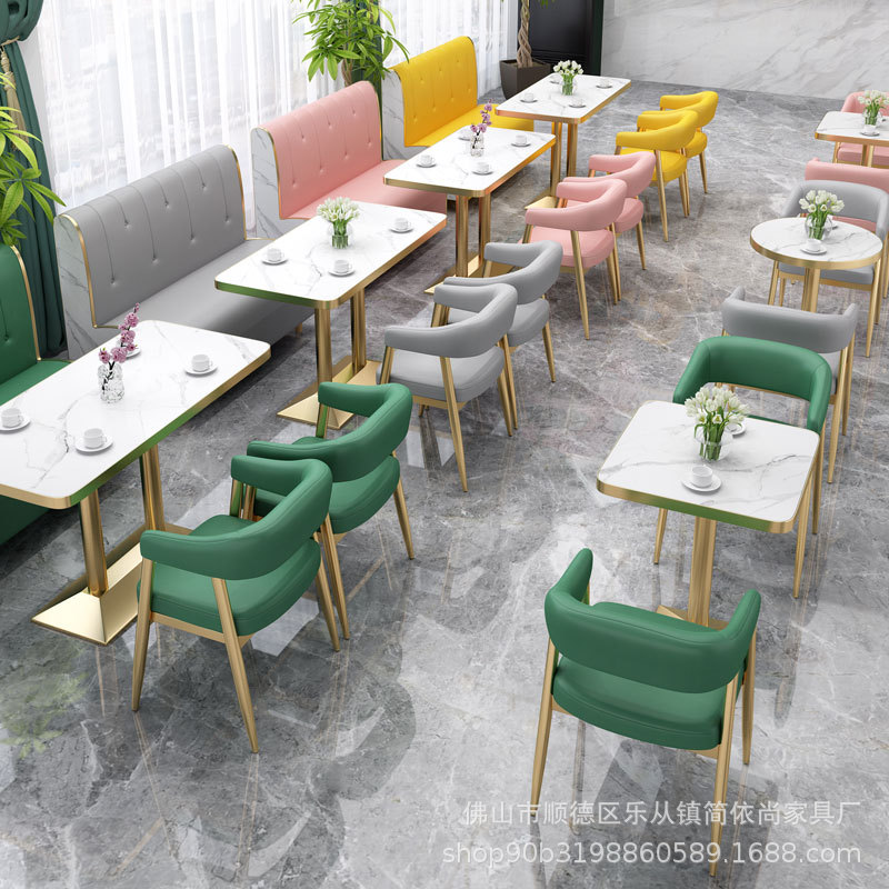 网红奶茶店桌椅汉堡店甜品店小吃餐饮店面馆粉店餐厅卡座沙发组合