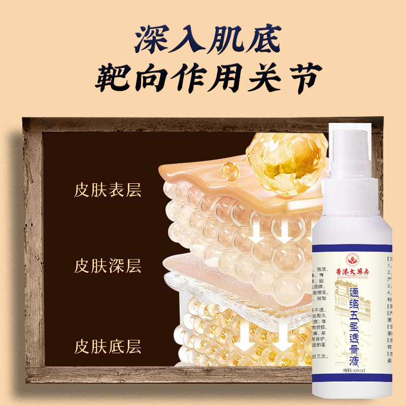 香港大药房通络五圣透骨液关节喷剂筋骨不适喷雾艾灸液颈肩喷雾|undefined