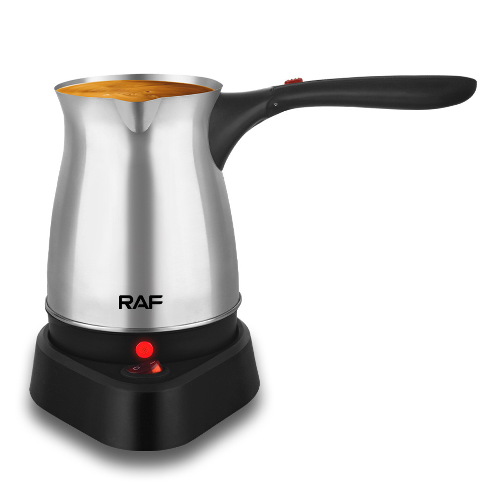 RAF Euro transfronterizo cafetera turca con mango de acero inoxidable calentador eléctrico cafetera de agua caliente 500ml