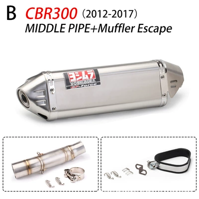 Motorcycle Modified Cbr300 Cbr500 500X Motorcycle exhaust pipe - cbr300-12-17-middle-section-yoshimura-triangle-full-titanium-color