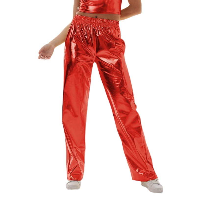 Casual Pants Women's High Street INS Design Aurora Laser Gradient High Waist Straight Pants All-Match Loose Pants