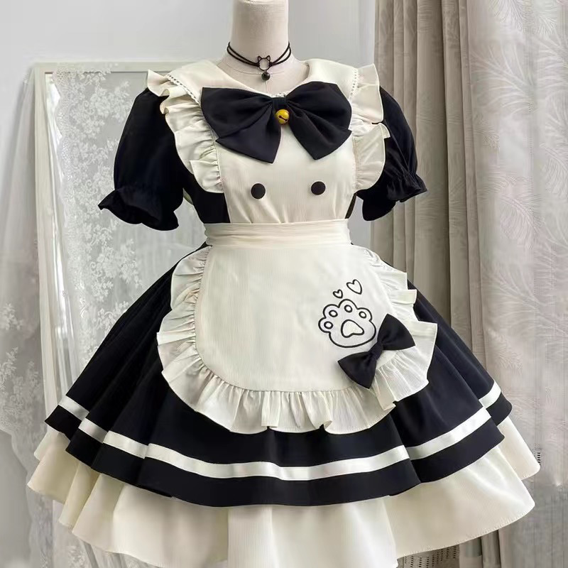 猫レストランかわいいopショートメイドロリータドレスエプロン日本ロリータ甘い女の子新しいスタイル|undefined