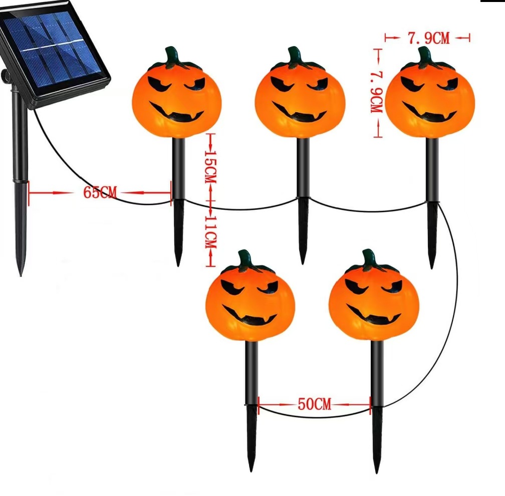 Nuevos productos transfronterizos de Halloween jardín al aire libre impermeable decoración de lámparas LED calabaza fantasma lámpara solar