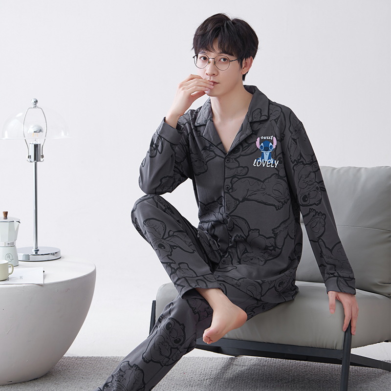 Pijamas de hombre primavera y otoño de algodón puro 2023 nuevos hombres de manga larga resistente ropa para el hogar Otoño e Invierno