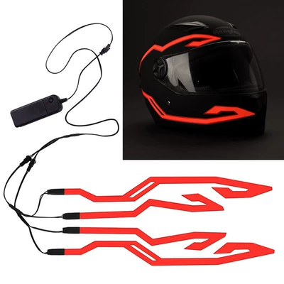 Safety Warning Light One Drag Four Helmet Strip Light-emitting Strip EL Cold Light Film LED Helmet Light-emitting Strip Reflective Sticker Motorcycle (Cold light sheet) - one-to-four-helmet-strips-red