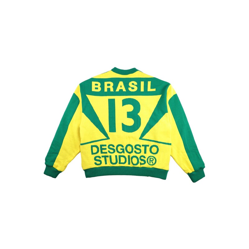 European and American Cross-Border Knit Sweater with Brazilian Football Jacquard Pattern, Round Neck, Long Sleeves, High Street Style, Loose Fit, Fashionable Sweater European and American Cross-Border Knit Sweater with Brazilian Football Jacquard Pattern, Round Neck, Long Sleeves, High Street Style, Loose Fit, Fashionable Sweater
