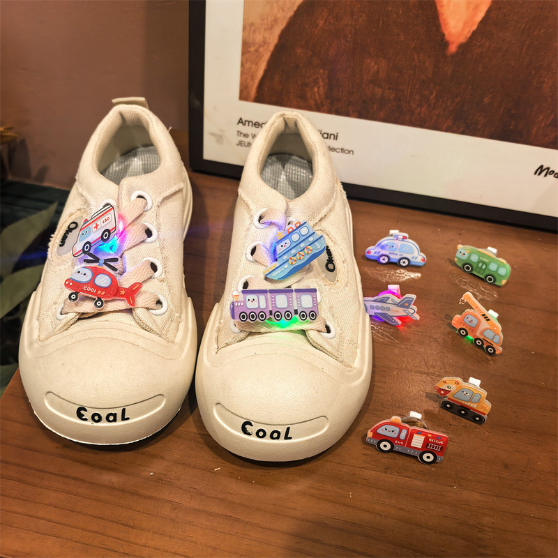 Cute Children's Luminous Shoelace Buckles, Boys' Sneakers Shoe Decorations, Car, Fire Truck, Excavator, Airplane Shoe Accessories Cute Children's Luminous Shoelace Buckles, Boys' Sneakers Shoe Decorations, Car, Fire Truck, Excavator, Airplane Shoe Accessories