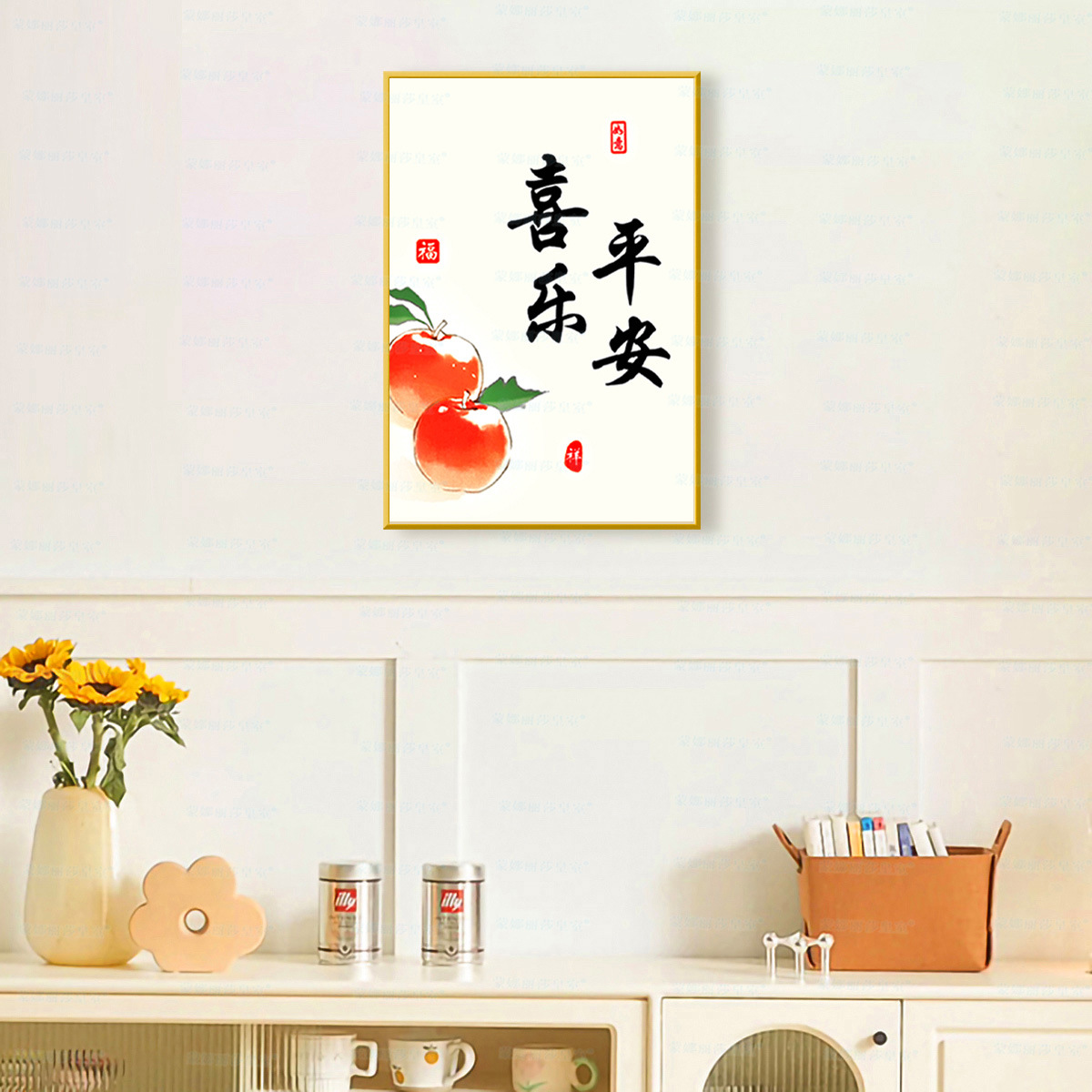 Mona Lisa Real bordado cruzado paz, alegría, bendiciones auspiciosas, entrada de la sala de estar china, bordado de hilo cálido a mano image 4