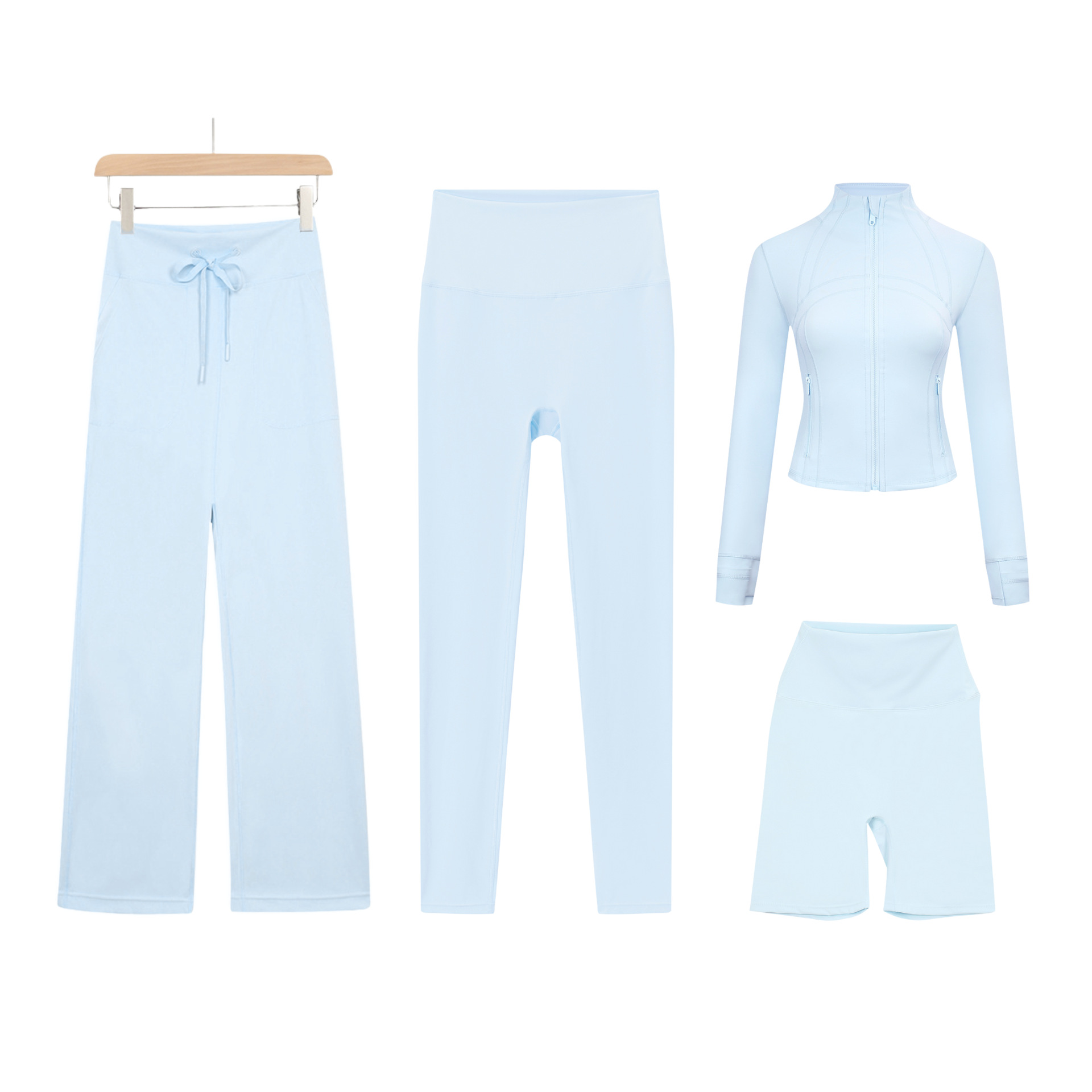 Women’s Four Piece Active Set With Cropped Pants And Jacket_voghion.com