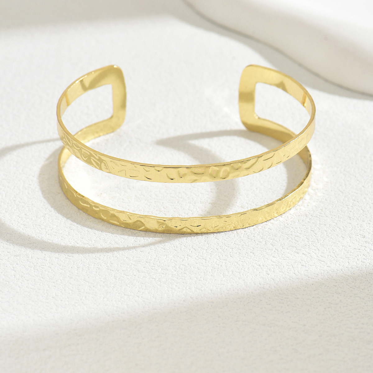Bracciale rigido geometrico a doppio strato elegante regalo_voghion.com
