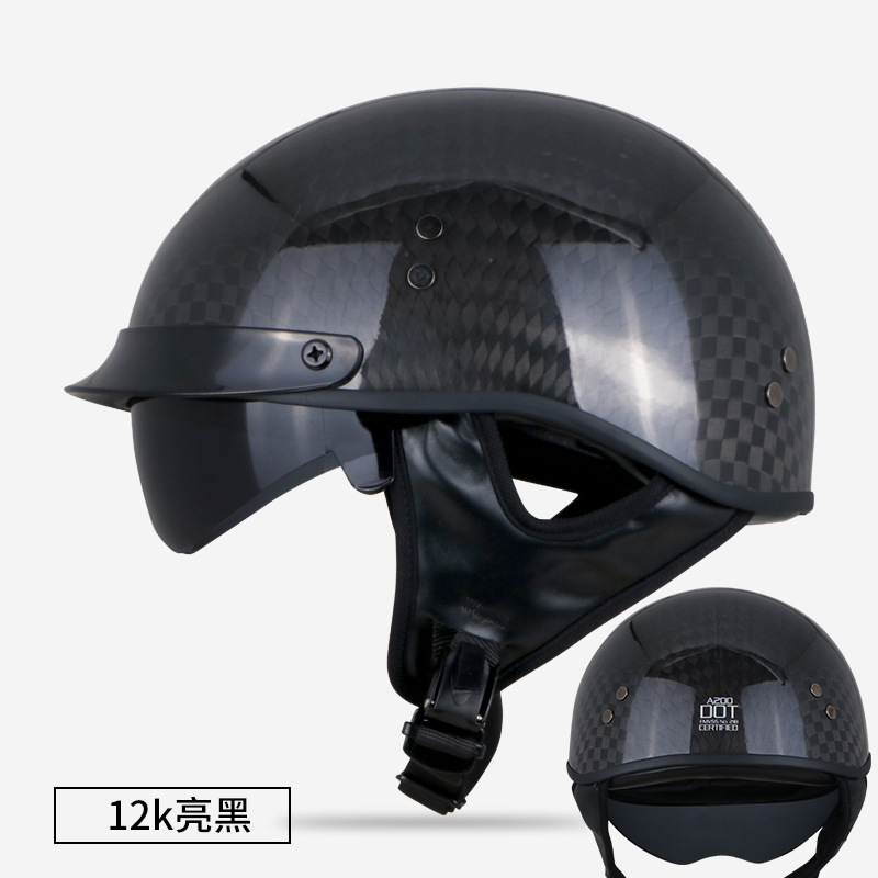 Motosiklet kaskı (dəbilqə) — Motuoche Summer Helmet Retro - glossy-black-3k-carbon-fiber-m