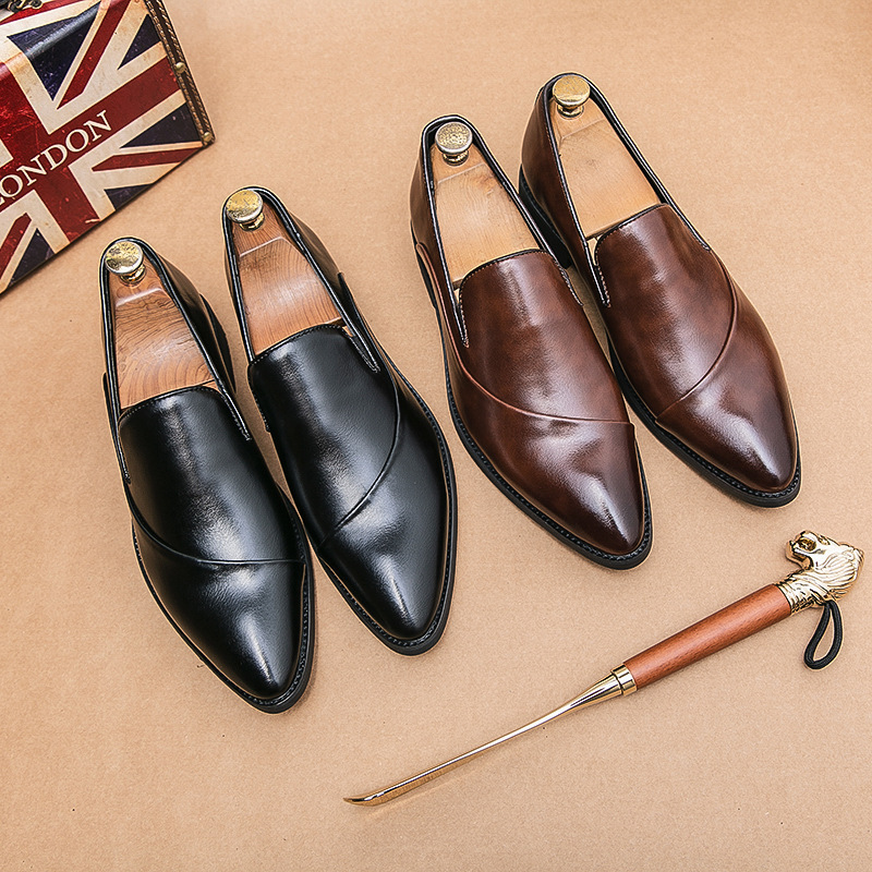 Comercio exterior tamaño 4748 zapatos de hombre cuatro estaciones británicos punta zapatos de cuero casuales de negocios de un pie zapatos de cuero