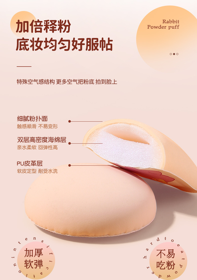 LMLTOP Cartoon Marshmallow Powder Puff 2-piece Dry and wet dual-purpose Rubycell Makeup Powder Puff SY207 undefined