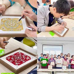 非遗宋锦珍珠画diy材料包手工制作相框装饰画中秋节暖场活动团建