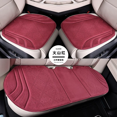 Seat cushion, seat cover | seat pad, seat cover - perforated-breathable-suede-volcano-red-full-car-three-piece-set