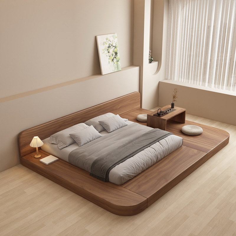 Japanese-Style Extra-Large Tatami Low Bed, Double Floor Bed, Floor Platform Low Bed, Can Be Made of Solid Wood with an Arc Shape Japanese-Style Extra-Large Tatami Low Bed, Double Floor Bed, Floor Platform Low Bed, Can Be Made of Solid Wood with an Arc Shape