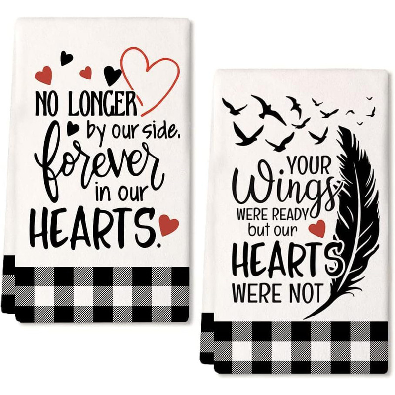Anniversary decoration kitchen towel buffalo plaid patriotic dish towel Super absorbent stick dry cloth hand towel