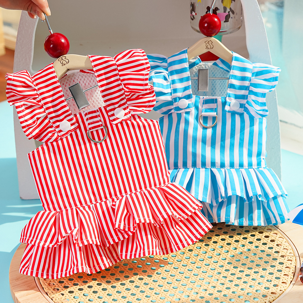 Ropa para perros estilo princesa, con rayas, vestido para gatos, para Teddy, al por mayor