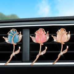 Car Air Vent Scent Holder with Rose Flowers, Korean Style Creative Car Air Conditioner Scent Diffuser Vent Scent Clip