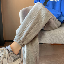灰色运动裤女春秋2025新款宽松束脚哈伦裤小个子显瘦宽松休闲卫裤