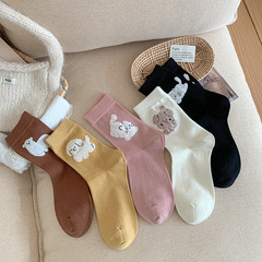 Children's New Autumn/Winter Mid-Calf Socks, Cute Flocked Cartoon Long Socks, Cotton Socks, Sweat Absorbent, Japanese Style, Wholesale